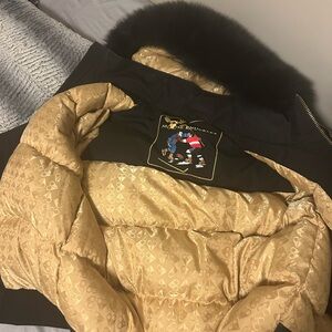 Moose Knuckles Black Jacket with Gold Lining